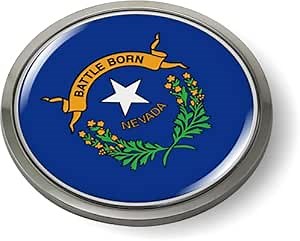 Nevada State Flag 3D Domed CAR Emblem Badge Sticker Chrome Plastic Round Bezel