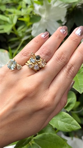 e.g.etal Jewellery Melbourne on Instagram: "A cluster of sapphires, diamonds and aquamarine glisten in harmonious vibrance with yellow gold. Tessa Blazey crafts unique designs that evoke a sense of connection, transformation, vulnerability and fantasy. ‘True Romance’, Tessa’s first collection for e.g.etal, feels abundant with unique characteristics- reflecting the artist’s intent to celebrate the idiosyncronicities, experiences and memories of its wearer. Discover Tessa Blazey’s wonderful collec