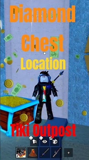 Finding the Diamond Chest Location on the Tiki Outpost in Blox Fruits 3rd Sea #shorts #roblox