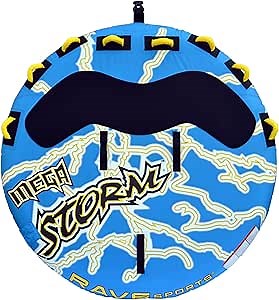 Rave Sports Mega Storm Boat Towable Tube - Inflatable Boating Tube for 1-4 Riders - Heavy-Duty Inflatable Tube for Boats to Pull - Water Sports Towable with Quick Connector Tow Point