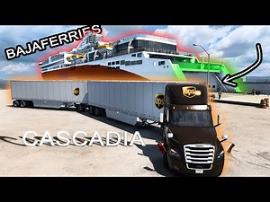 Cascadia Freightliner Daycab UPS CRUZANDO Ferry (BARCO) Baja California | American Truck Simulator