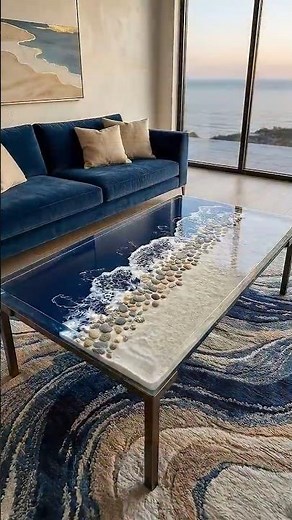 DIY Realistic Ocean Beach Epoxy Resin Table (Satisfying Pour!) 🌊✨