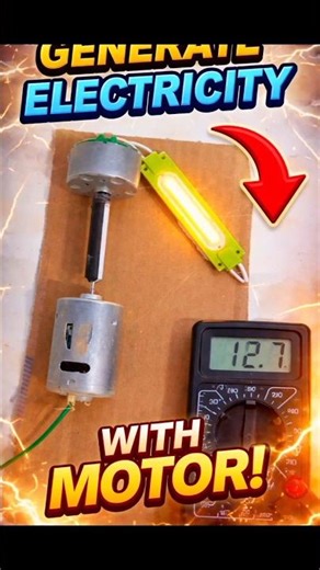 Generate Electricity with Motor ⚡ Warm White LED Experiment | Free Energy DIY