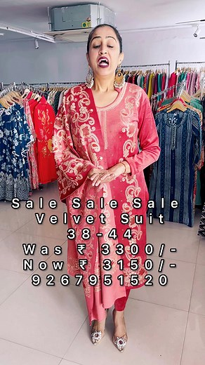 3.6K views · 26 reactions | Sale Sale Sale….Velvet Suit….38-44, Was ₹ 3300/- Now ₹ 3150/- Book now 9267951520 | Asin Boutique | Facebook