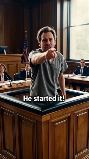 A quick joke where a bank robber gives a childish excuse: “He started it!”