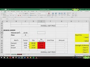 Estimate Excel Workbook for Concreting and Masonry Works