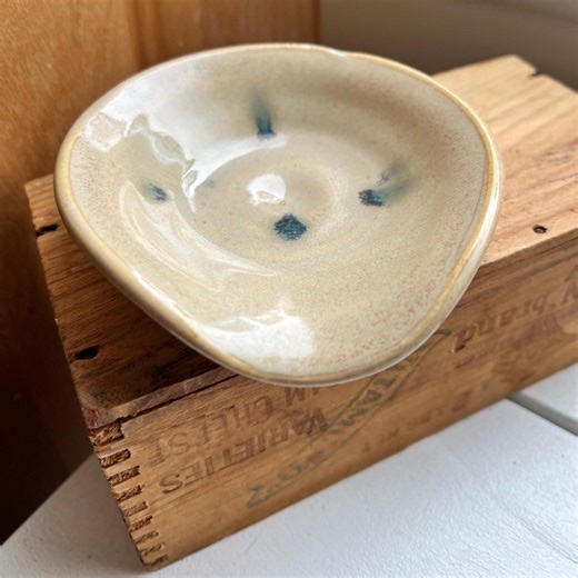 Handmade Spoon Rest Wheel Thrown Pottery Tea Bag Holder, Beige, Tan, Blue - Etsy