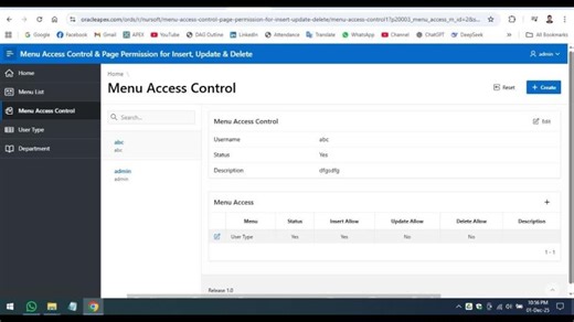 Menu Access Control & Page Permission for Insert, Update, Delete & Edit for Oracle Apex