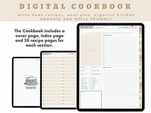 Digital Recipe Book | Digital Cookbook | Digital Weekly Meal Planner | Kitchen Organization | Goodnotes Cookbook | Recipe Planner | Tablet - Etsy UK