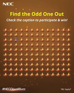 3.3K views · 52 reactions | Think you’ve got sharp eyes? Well then, Spot the odd not out among the diyas and stand a chance to win exciting prizes. How to participate: 1. Comment your answer 2. Follow NEC India 3. Tag 3 friends *Terms & Conditions apply Keep participating in #NECDiwaliBuzz and keep winning! T&C - https://bit.ly/4hg8ZJI #NEC #NECIndia #Diwali2025 #ContestAlert | NEC Corporation India Pvt. Ltd. | Facebook
