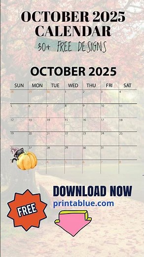 October 2025 Calendar Free Download