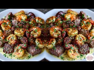 Creamy Garlic Parmesan Steak And Shrimp | Juicy Steak Bites + Flavorful Shrimp (Easy Dinner!)