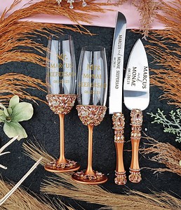 Wedding Burnt Orange Decor, Rust Orange Wedding, Boho Wedding Cake Cutting, Burnt Orange Flutes - Etsy