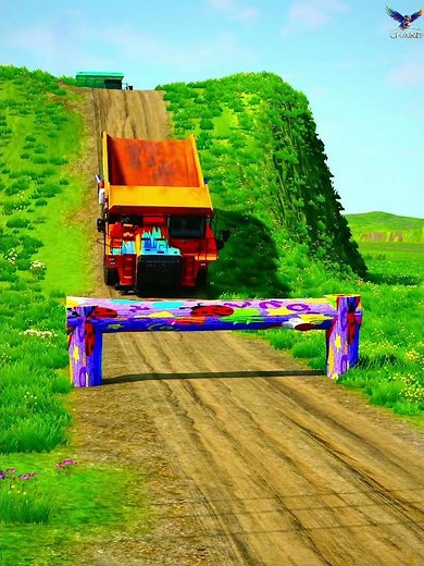 ‎ Giant Trucks Hill Jump Challenge! 🚛🌈 #BeamNGDrive #Satisfying #Viral