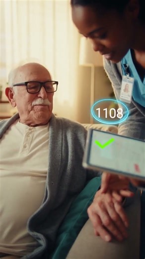 Nurse Checks Patient's Holographic Glucose Watch_using a smart watch