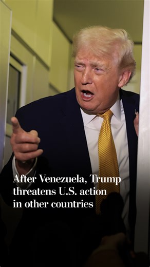 The Washington Post on Instagram: "President Donald Trump asserted that the United States is “in charge” of Venezuela. When asked by reporters if he would demand free and fair elections in the country, he responded, “It depends.” Trump hinted that Colombia and its president, Gustavo Petro, could be a possible target for future U.S. intervention. In response to a question about whether he would consider conducting an operation in the country, Trump said that the idea “sounds good to me.” Trump al
