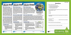 UKS2 Climate Change Differentiated Reading Comprehension Activity