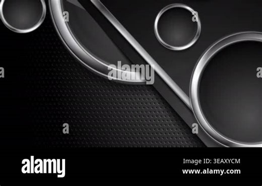 Silver metal stripes and circles on dark perforated background video animation Stock Video Footage - Alamy