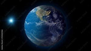 Realistic Earth Rotating on space (Loop). Texture map courtesy of NASA. Stock Video
