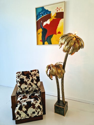 Vintage Hollywood Regency Brass Palm Tree Floor Lamp Maison Jansen Style 1970 | Rocaille
