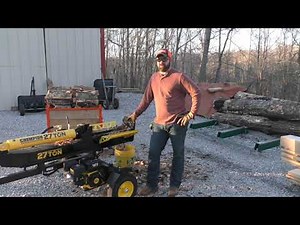 27 Ton Champion Wood splitter. First Impression & Speed Test. Cheapest Log Splitter. Off Grid Heat!!