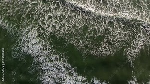 Beautiful bird's eye view of ocean waves in the Pacific Ocean at Ocean shores, Pacific Northwest
