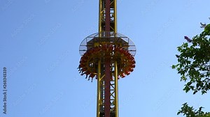 Free Falling Drop Tower Ride at an Amusement Park