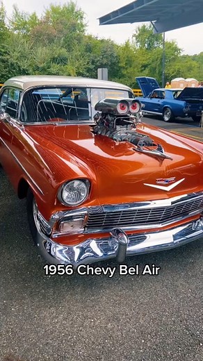 Blown 1956 Chevy 💪🏻 #trifive #prostreet #56chevy #americanmuslce #classiccars #hotrod #BigTires | Tri-Five Era
