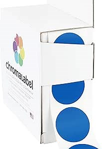 ChromaLabel 1 Inch Round Label Permanent Color Code Dot Stickers, 1000 Labels per Dispenser Box, Dark Blue