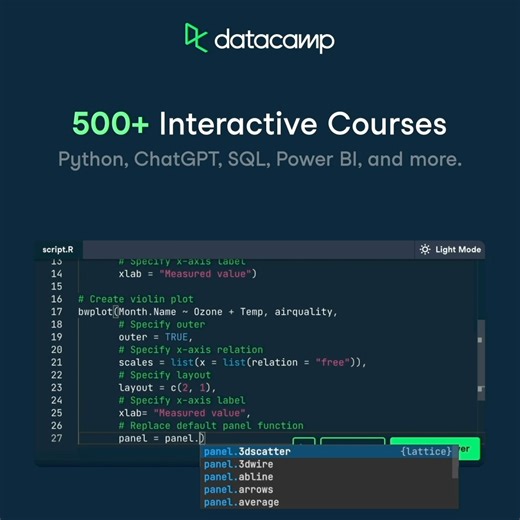 Save 50% on DataCamp Premium. Build your career online. Access 500 data and AI courses, career tracks, and certifications. | DataCamp