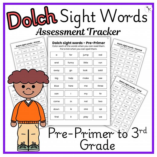 Dolch Sight Words Assessment: Printable High Frequency Reading Sheets for Grades 1-3 - Etsy