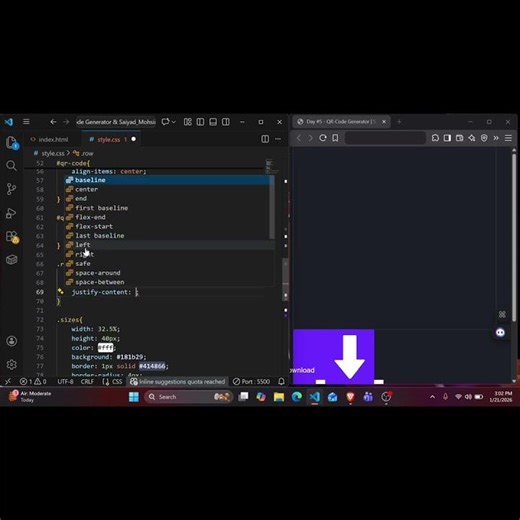 QR-CODE Generator HTML CSS AND JAVASCRIPT PROJECT PART - 5