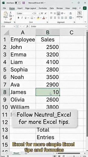 Count Numbers Instantly! Excel COUNT Formula Explained 🤯 #Shorts #average #exceltricks #calculation