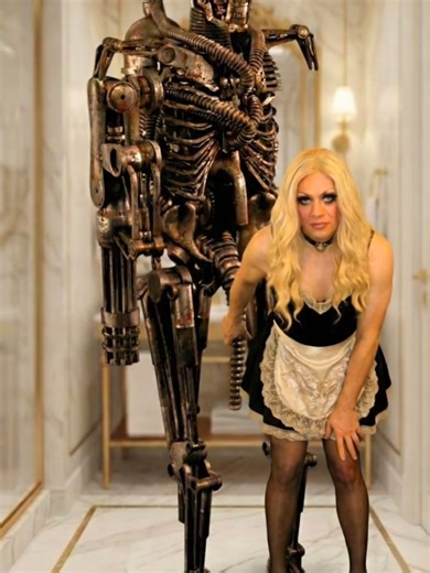 Maid_Leads_Robot_Down_Hallway #british #worthlessmaggot #robot