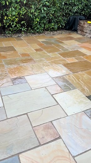 Restoring this old Indian sandstone patio back to its former beauty #pressurewashing #satisfying #exteriorcleaning | RGM Property Maintenance