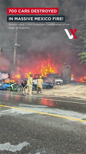 Massive Blaze Destroys Around 700 Vehicles At Storage Site In Mexico | VERTEX
