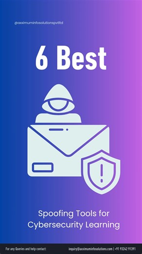 6 Best Spoofing Tools Every Cybersecurity Student Must Learn! 🔐🔥 Spoofing helps security learners understand how attackers hide identity — and how to protect networks the right way. Save this post and start practicing step by step! From Axximum Infosolutions – Learn Ethical Hacking in Simple Way. 👇 Tell us in the comments: What topic you want next? We will create that post and tag you! #cybersecuritylearning #ethicalhackingtutorial #spoofingtools #cybersecuritytips #kaliLinuxtraining #ethical
