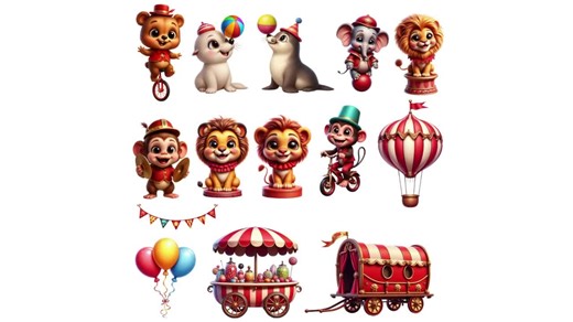 Circus Clipart Set – Circus Cuties Adorable Big Top Friends, Carnival Animals & Performers, Cute Circus Pngs for Parties and Crafts - Etsy