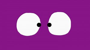 Wiggly hand drawn funny cartoon eyes purple flow transition on alpha
