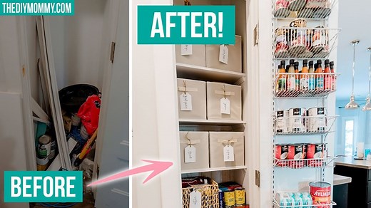 Have a tiny closet that might work better as a small pantry? Here’s how I converted a closet we weren’t really using into a useful & organized small pantry for our family! If you’re looking for small pantry makeover and organization ideas, I hope you find some inspiration in today’s video. Get more information and all the links mentioned in the video right here 👉 https://thediymommy.com/useless-closet-to-small-pantry-makeover/ | Cozy DIY Home