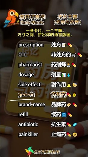 Daily vocabulary diary ~ Card theme: Pharmacy & Medication