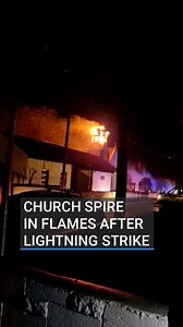 The timber spire of a church in Ruan, Co Clare has collapsed in flames following a lightning strike in the early hours of the morning. Read more at the link in bio 📲 #clare #lightning #rtenews | RTÉ News