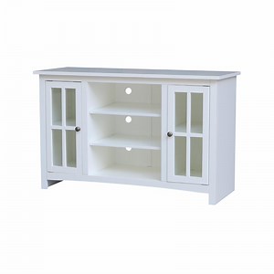 Entertainment/TV Stand with Open Shelves and 2 Doors in White - 48" Height