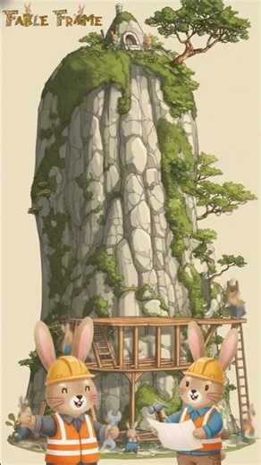 [Fable Frame]Animal Architects Build a Cliffside House 🏠🐰 | #Fable Frame #asmr #aishorts
