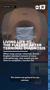 16K views · 163 reactions | Emma English, of Canton, is looking on the bright side despite her diagnosis of terminal cancer. The 70-year-old wants to fulfill her bucket list and live out the rest of her life on her terms. Click the link to read more: https://bit.ly/451ku1J | WLOS ABC 13 | Facebook