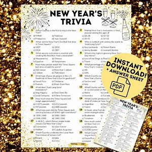 New Year's Eve Game, New Years Trivia Game, Printable New Years Decor, New Years Games, New Years Trivia, Adult New Year Party Game, 2026 - Etsy