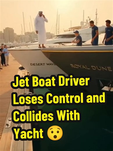Jet Boat Driver Loses Control and Rams Into Private Yacht 😯 #yacht #boatfail #boating #maritime #yachtlife