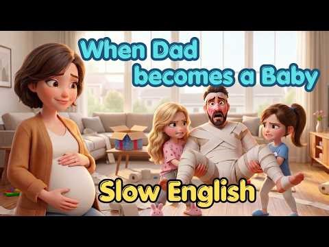 Preparing for a New Baby... so we practiced on Dad | Easy English Listening Story for Beginners