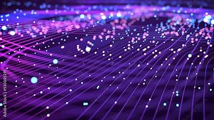 4k particle lines with animated light spheres in abstract space environment Stock Video