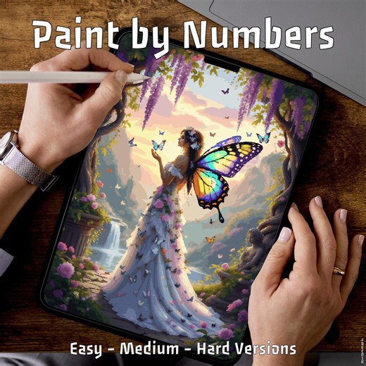 Butterfly Enchantress | Paint by Numbers | Magical Wall Art Printable PDF PNG